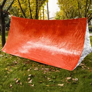 Portable outdoor emergency shelter tent, lightweight thermal tent for camping survival.