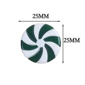 Christmas candy pinwheel button resin accessory 25mm green white swirl design craft decoration