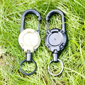 Mousqueton tactique à porte-clés rétractable et enrouleur de câble robuste pour le camping en plein air.