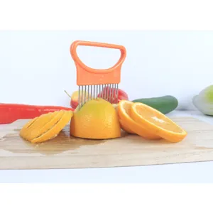 stainless steel onion holder slicer kitchen tool for fruit and vegetable