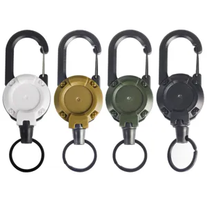 Porte-clés rétractable tactique mousqueton en acier robuste pour le camping neuf
