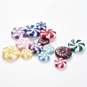 Colorful swirl peppermint candy acrylic beads, dual-color design for DIY jewelry accessories making.