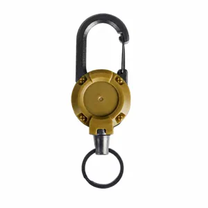 Porte-clés mousqueton rétractable tactique avec câble en acier pour le camping en plein air et outils.