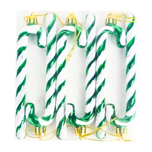 Green white plastic candy cane Christmas tree hanging ornaments set for holiday decor