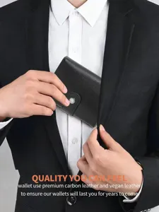 Billetera tarjetero multifuncional de cuero para hombre, diseño de negocios con broche seguro.