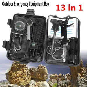 13 in 1 outdoor nood survival uitrusting doos draagbare multifunctionele camping gereedschapset