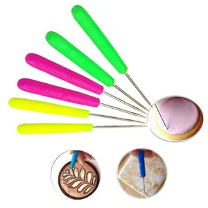 Aguja de Desaireación para Galletas Fondant de Acero Inoxidable y Plástico Aguja de Agitación de Glaseado Herramienta de Repostería