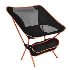 Portable outdoor folding camping chair lightweight moon chair with breathable mesh fabric.