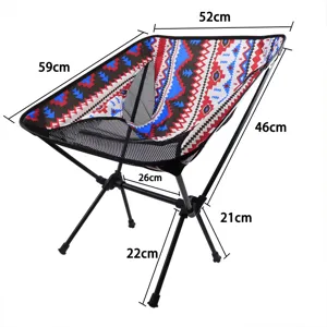 Portable outdoor folding camping chair with aluminum frame and stylish geometric seat.