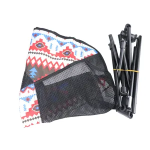 Outdoor folding camping chair portable lightweight moon chair with metal frame components.