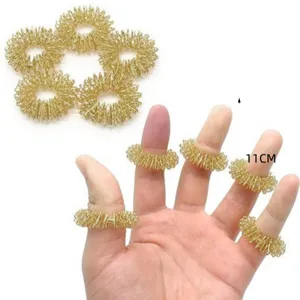 Metall Finger Massage Ring Elastische Feder Akupressur Ring Gold Silber Finger Entspannung Werkzeug Für Täglich Büro