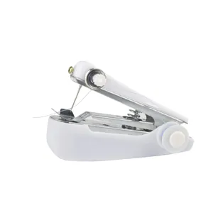 Portable mini hand sewing machine detail view, compact manual stitch tool for quick fabric fix.