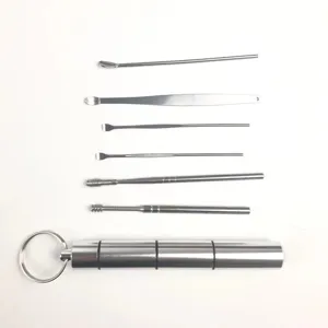Stainless Steel Ear Wax Removal Tool Set Portable Ear Pick Cleaner with Aluminum Storage Bottle Keychain Ear Cleaning Kit