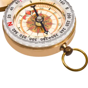Vintage brass pocket compass retro flip cover outdoor survival navigation hiking tool dial