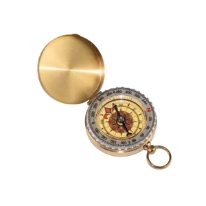 Retro pure copper pocket watch compass outdoor camping hiking navigation flip luminous tool