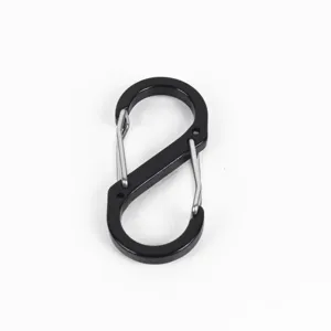 Mousqueton S noir double clip à ressort 50mm crochet métallique équipement de plein air