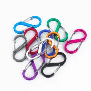 Mousquetons S en aluminium colore double ressort petits clips de crochet pour camping exterieur 50mm