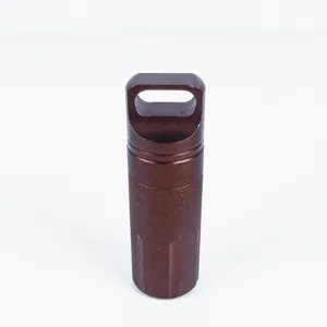 Wasserdichte EDC Kapsel aus Aluminium für Outdoor Überleben Metall Pillendose braun Box