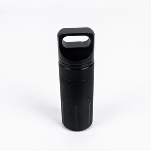 Schwarzer Aluminium wasserdichter Überlebenspille Behälter EDC Metall Aufbewahrungsbox