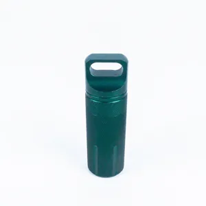 Outdoor Überleben dunkelgrüne Aluminium wasserdichte Pille Flasche EDC Ausrüstung Box.