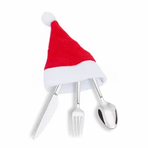 Mini bonnet de Père Noël porte-couverts set de table décoration festive pour couverts détails.
