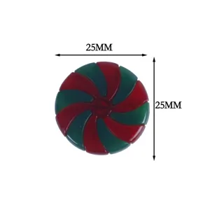 Détail bonbon Noël acrylique avec pendentif sucette spirale rouge et verte, 25mm.