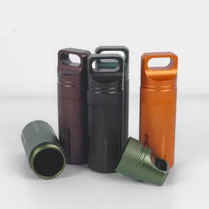 Aluminium Outdoor Überleben Pille Behälter wasserdicht EDC Metall Kapsel Aufbewahrungsbox