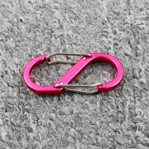 Rosa S-förmiger Karabiner Metall Doppelclip Haken Feder Schnapphaken für Outdoor