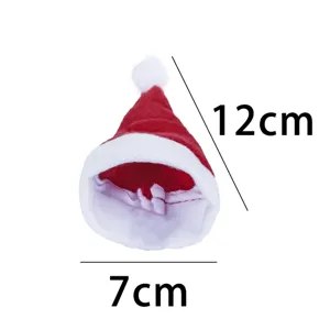 Mini bonnet de noel housse de couvert en peluche rouge deco de table de fete 12cm