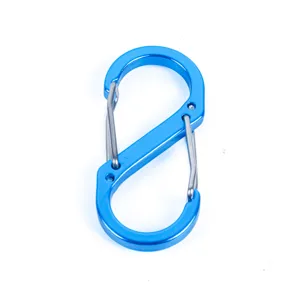 Mousqueton en S bleu double clip à ressort en aluminium léger porte-clés mousqueton 50mm