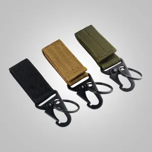 Portachiavi in Nastro di Nylon Tattico da Esterno Gancio a Becco d'Aquila in Metallo Clip Sospesa per Cintura Molle Anello Chiavi EDC Multifunzionale