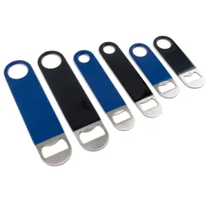 Flaschenöffner aus Edelstahl mit Gummigriff, flacher Bieröffner Set für Küche Bar