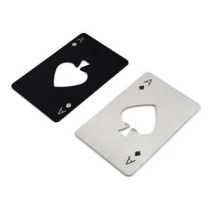 Stainless steel playing card ace of spades bottle opener pocket size beer open tool