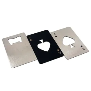 Stainless steel ace of spades credit card bottle opener, poker shape beer opener tool.