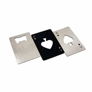 Stainless steel Ace of Spades poker credit card bottle opener, portable beer opener tool.