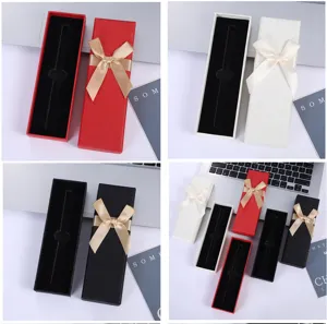 Caja de regalo de lujo para bolígrafos con lazo tapa y base diseño embalaje elegante