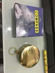 Vintage brass pocket compass with vintage style packaging box and outdoor navigation tool