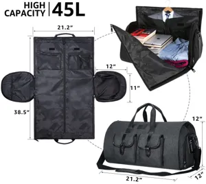 45L convertible garment duffel bag for business travel, waterproof suit travel bag.