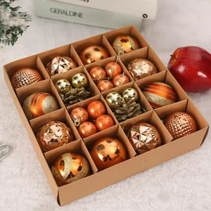 Christmas baubles set 24 pieces orange gold ornaments boxed holiday tree decor items