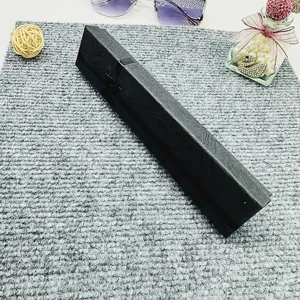 Long black paper gift box for necklaces and jewelry packaging detail view display package