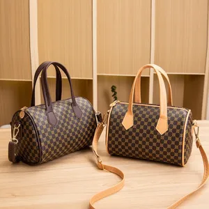 Borsa a mano Boston con stampa retrò da donna, comoda borsa a tracolla chic.