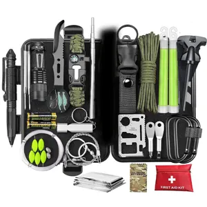 Kit di Attrezzatura di Sopravvivenza all'Aperto Multifunzionale Set di Strumenti di Emergenza per Campeggio ed Escursionismo