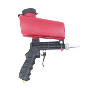 Vista dettagliata della pistola sabbiatrice pneumatica portatile, piccolo strumento ad aria.