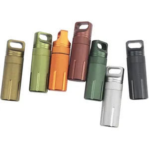 Aluminum alloy waterproof capsule container outdoor survival EDC pill box detail view variants