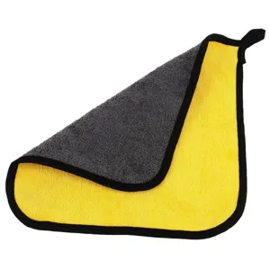 Panno per la pulizia dell'auto in microfibra bicolore, panno assorbente spesso con anello.