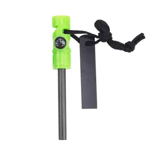 3-in-1 Survival Fire Starter Flint Magnesium Rod Compass Camping Tool Detail View