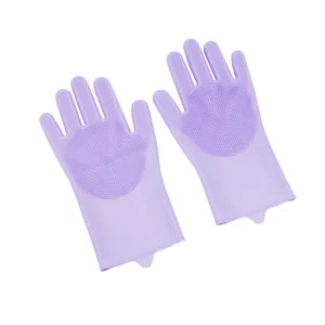 Silicone dishwashing gloves kitchen cleaning magic scrubbing gloves pair detail view