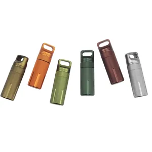 Aluminum alloy waterproof canister details showing textured grip and durable hanging ring.