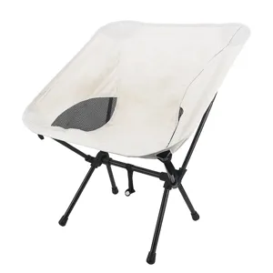 Portable outdoor folding camping chair with breathable mesh and sturdy metal frame details.