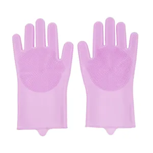 Silicone Dishwashing Cleaning Gloves Magic Scrub Gloves Kitchen Household Cleaning Tool With Dense Scrub Brushes